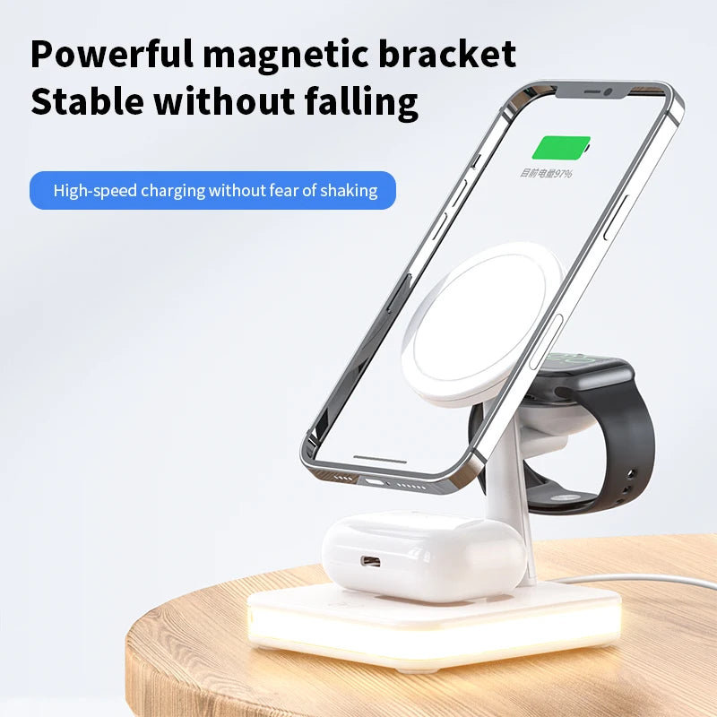 3 in 1 Magnetic Wireless Charger | Fast Charging Dock Station