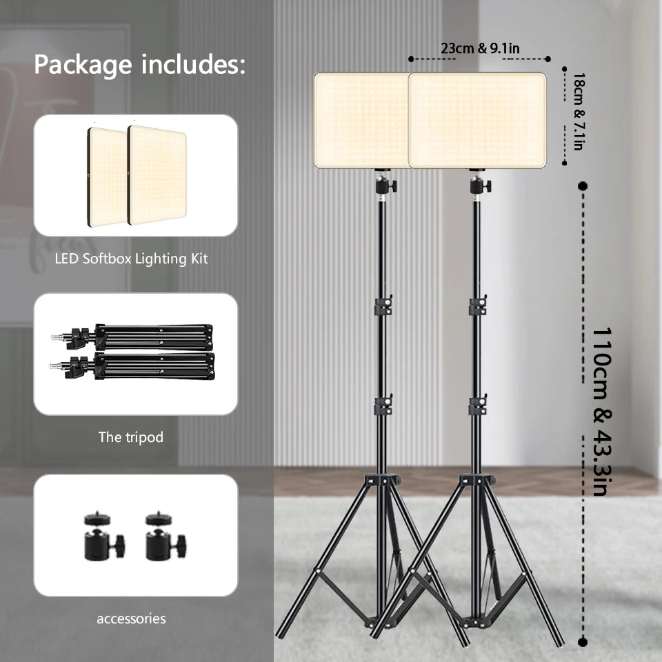 LED Video Lights for Live Streaming & Photography | Adjustable Tripod