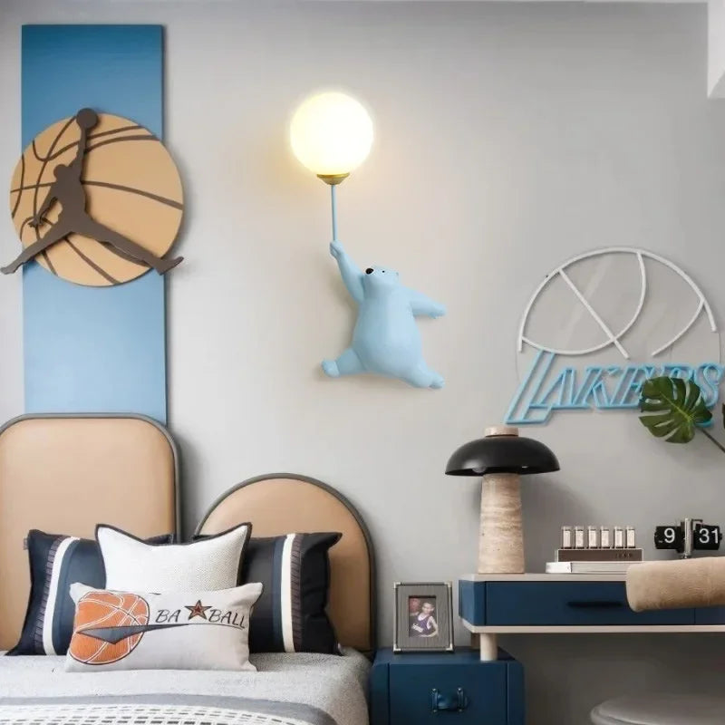 Cartoon Polar Bear LED Sconce Light | Fun Bedroom Decor