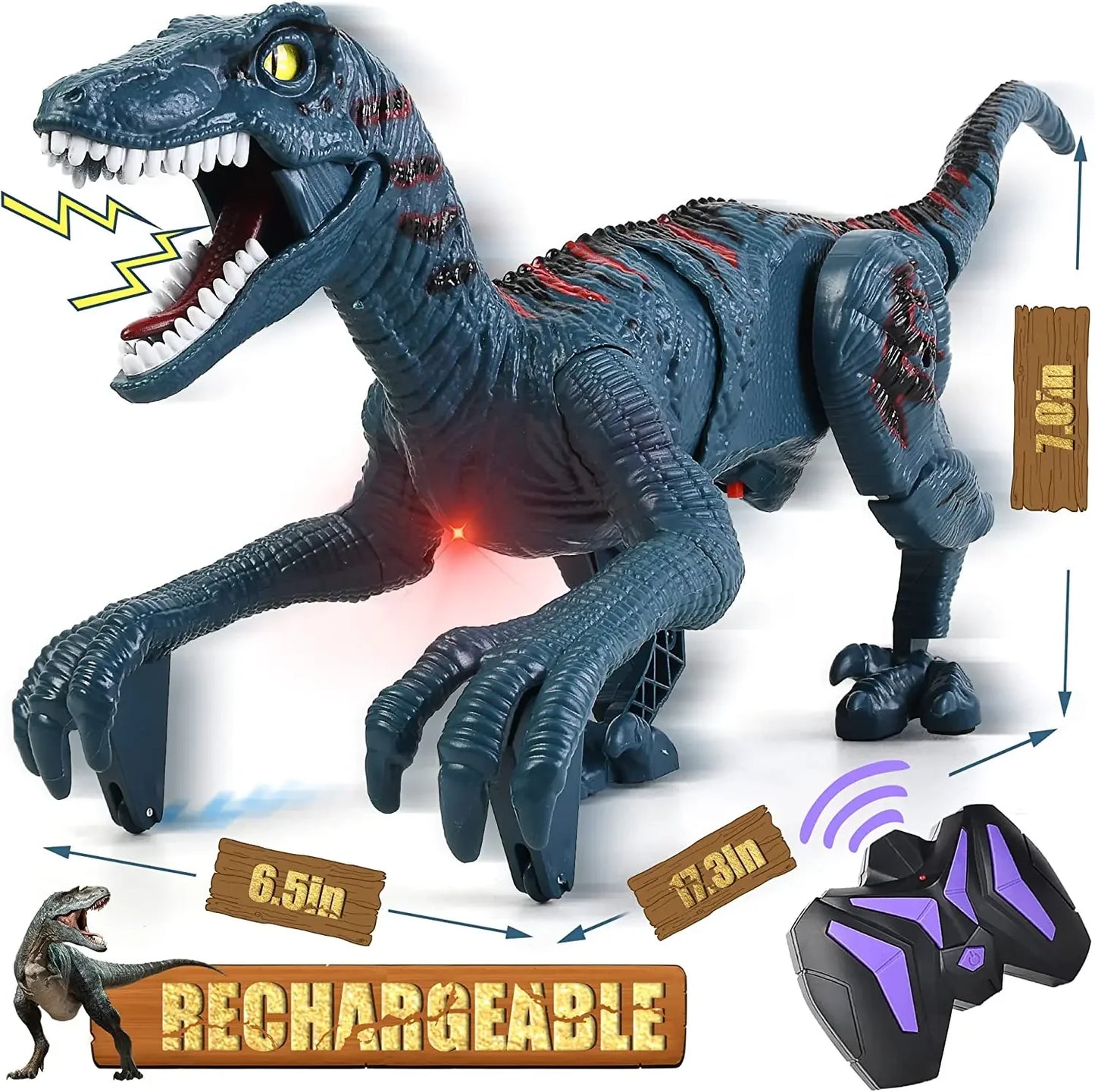 Remote Control Velociraptor Toy | Electric Walking Dinosaur Gift