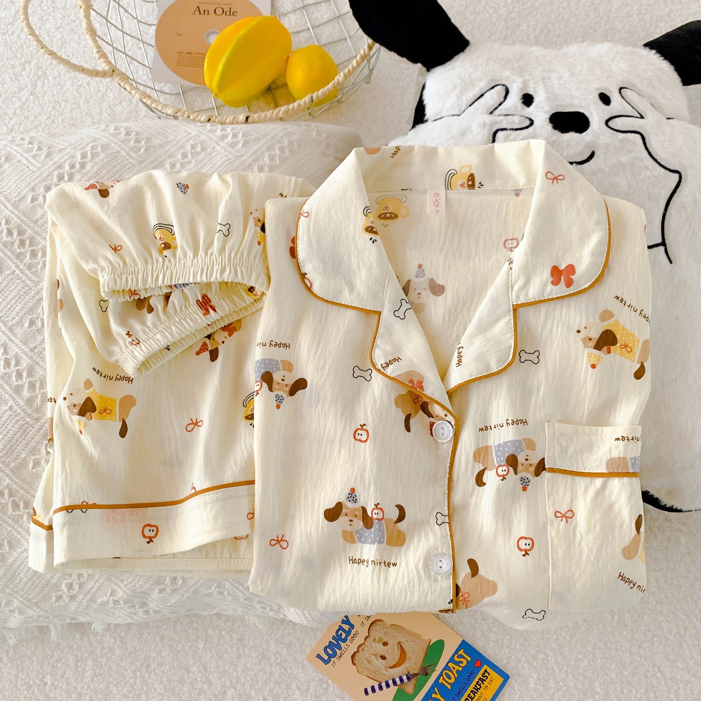 Casual Summer Women's Pajamas Set | Cute Cat & Dog Print Sleepwear