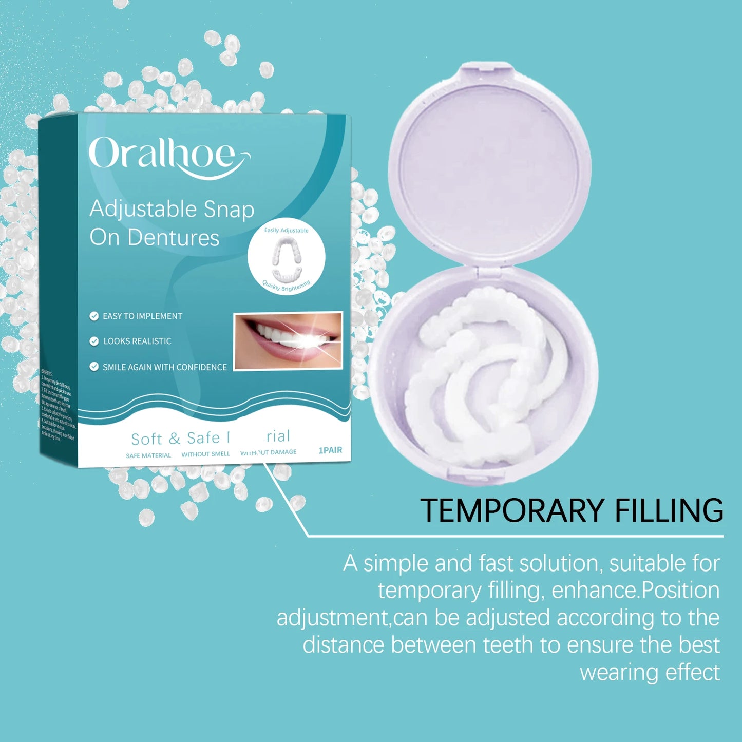 Snap On Smile Teeth – Temporary Silicone Dentures Set