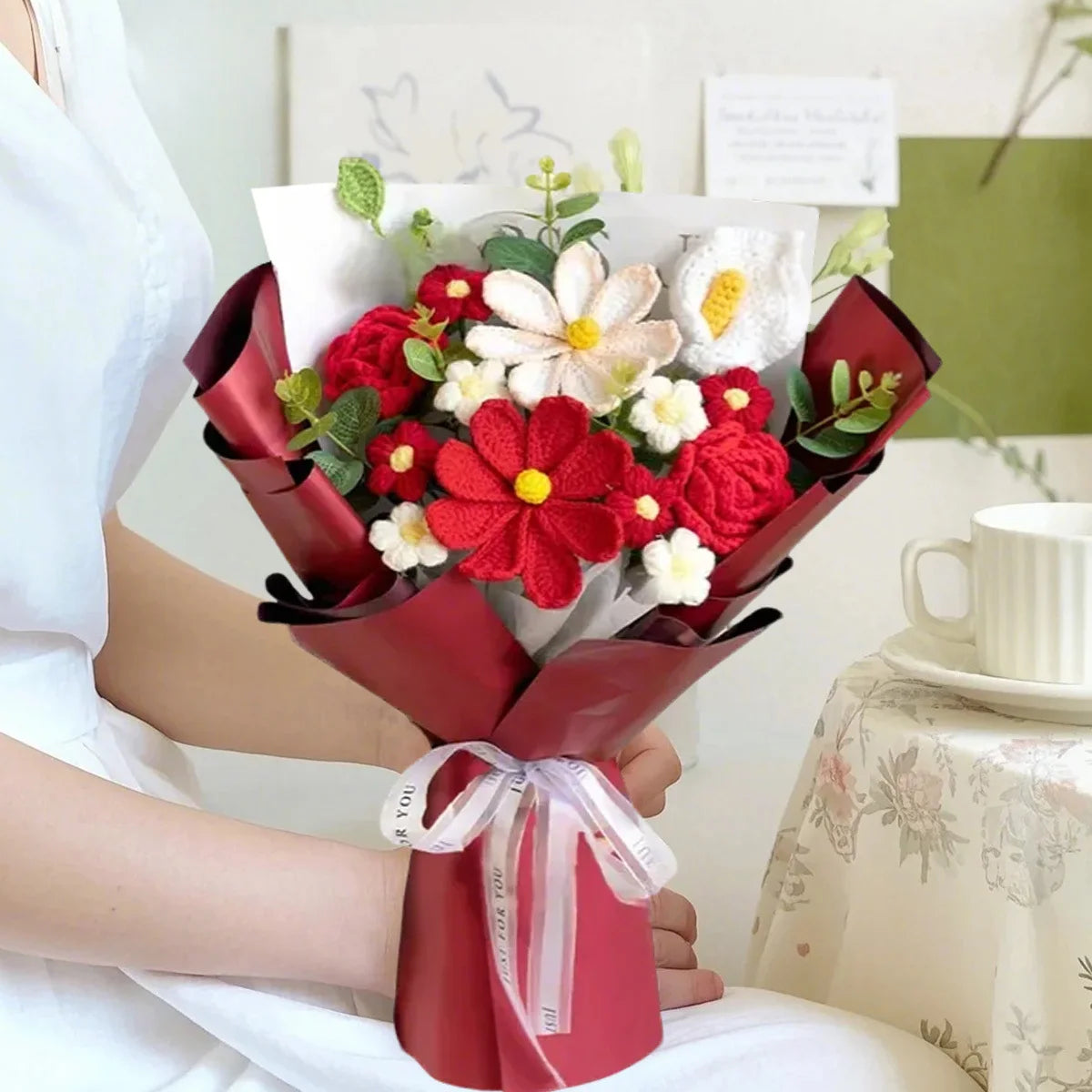 Completed Crochet Flowers Bouquet | Handmade Home Decoration