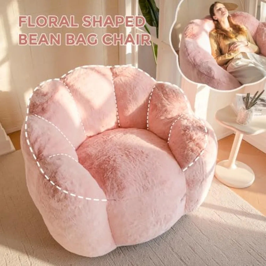Sillón puff floral extrasuave | Asiento acogedor para descansar