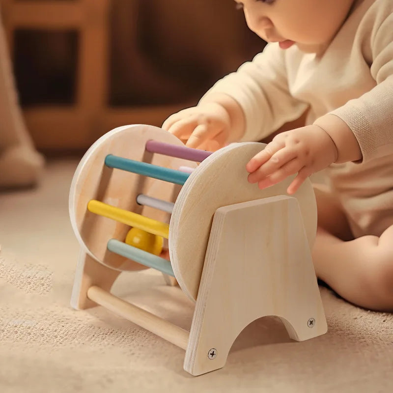 Montessori Wooden Rolling Ball Drum | Engaging Baby Learning Toy