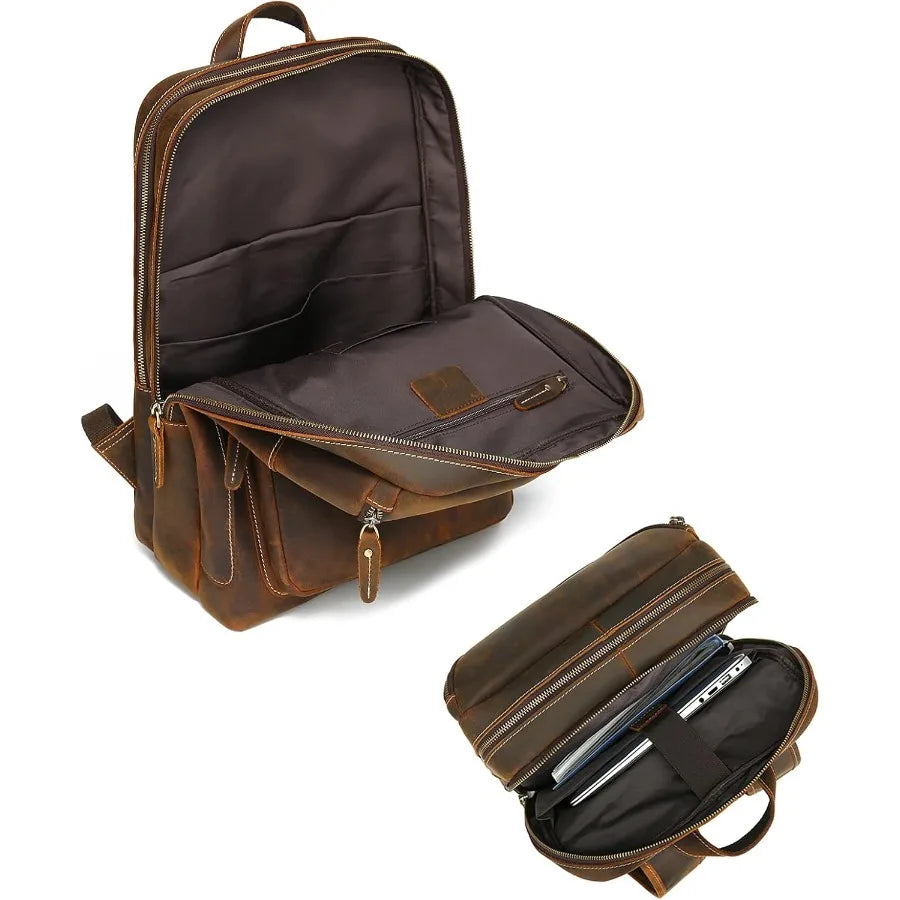 Vintage Genuine Leather Laptop Backpack | Stylish Travel Rucksack