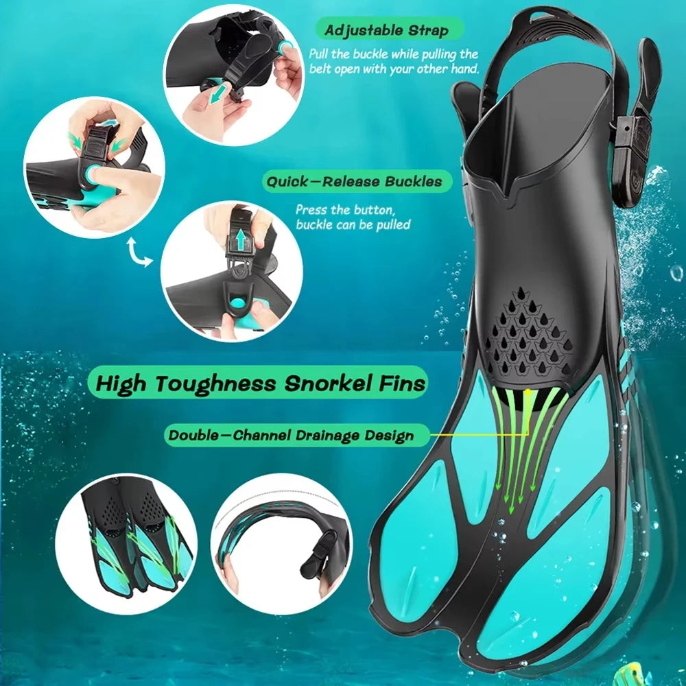 Adjustable Snorkel Fins for Adults & Teens | Comfortable Dive Fins