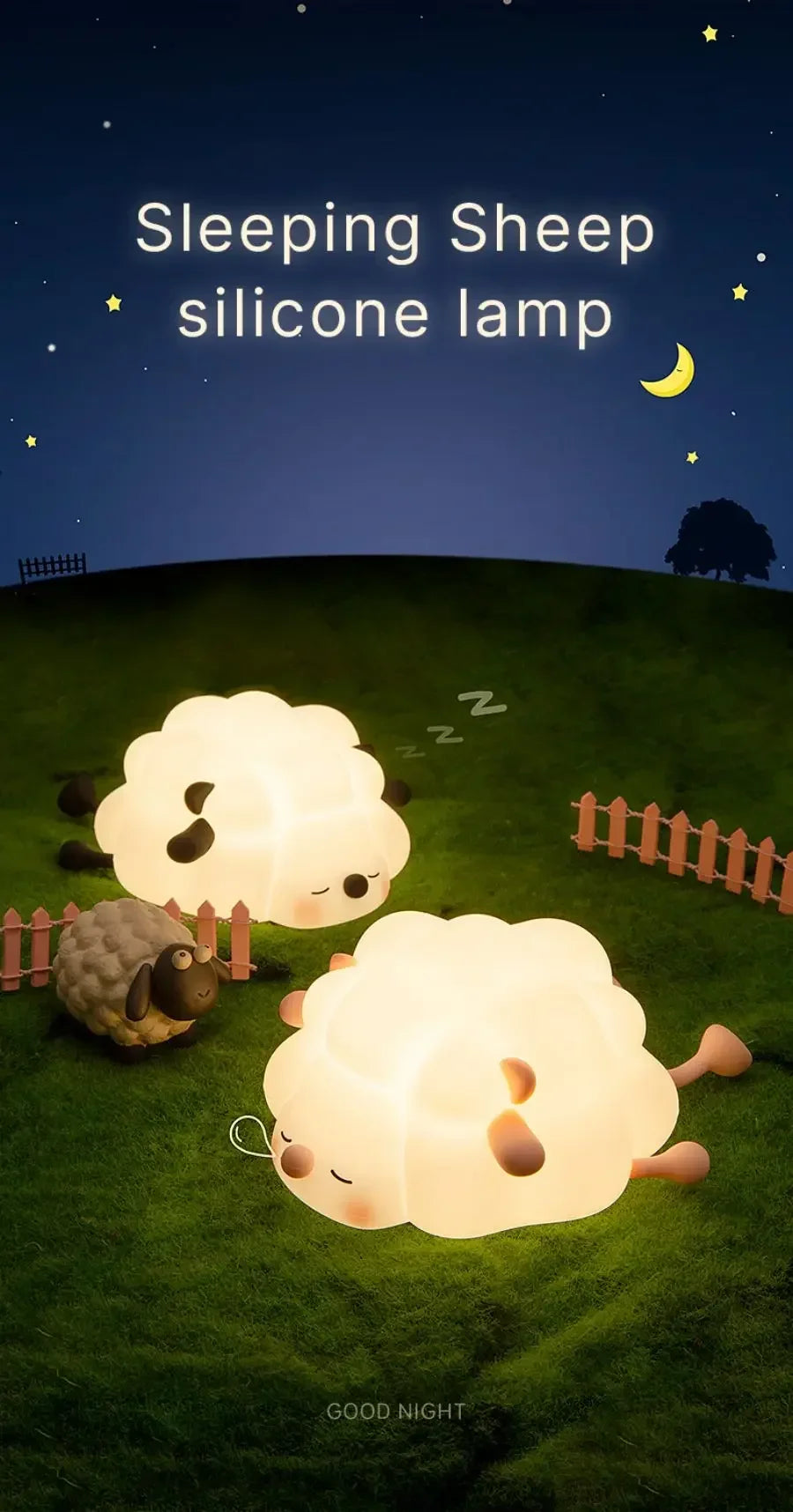 Luz nocturna LED recargable de animales para habitaciones infantiles | Acogedora y bonita