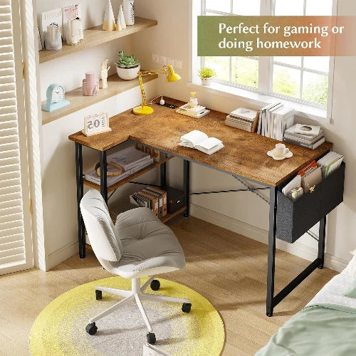 40 Inch L Shaped Gaming Desk with Storage | Corner Computer Table