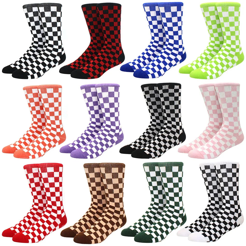 Men's Checkerboard Hip Hop Socks | Trendy Street Sports Accessories