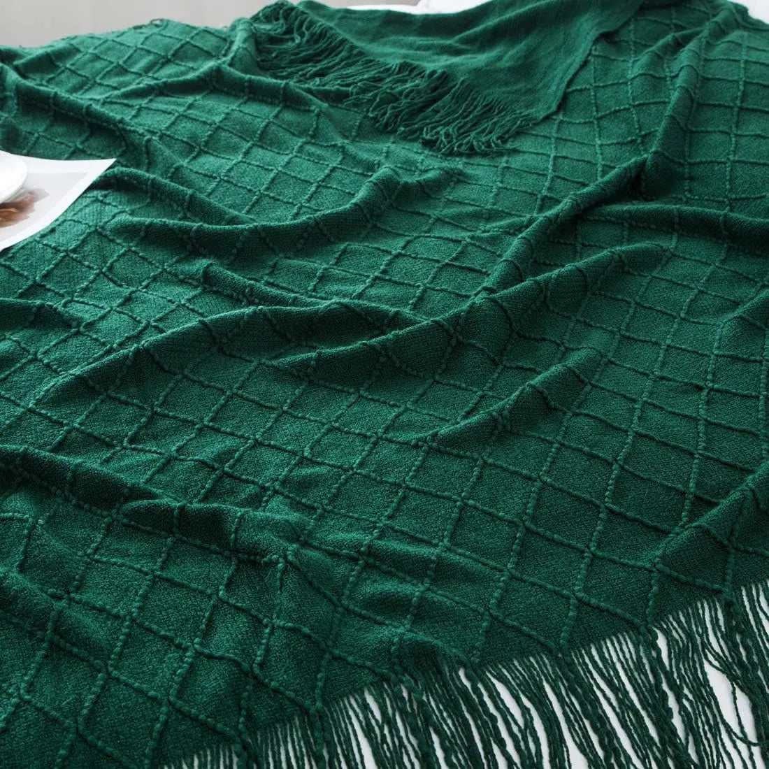 Manta Verde Extragrande y Acogedora | Cubrecama Suave de Punto