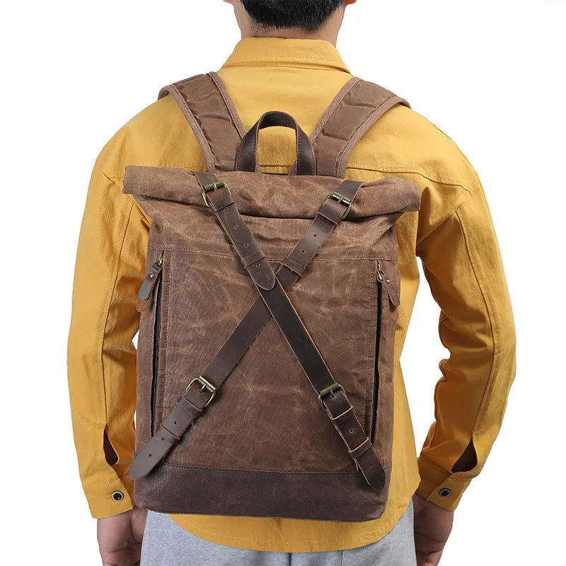 Retro Waterproof Oil Wax Canvas Travel Backpack | Unisex Design