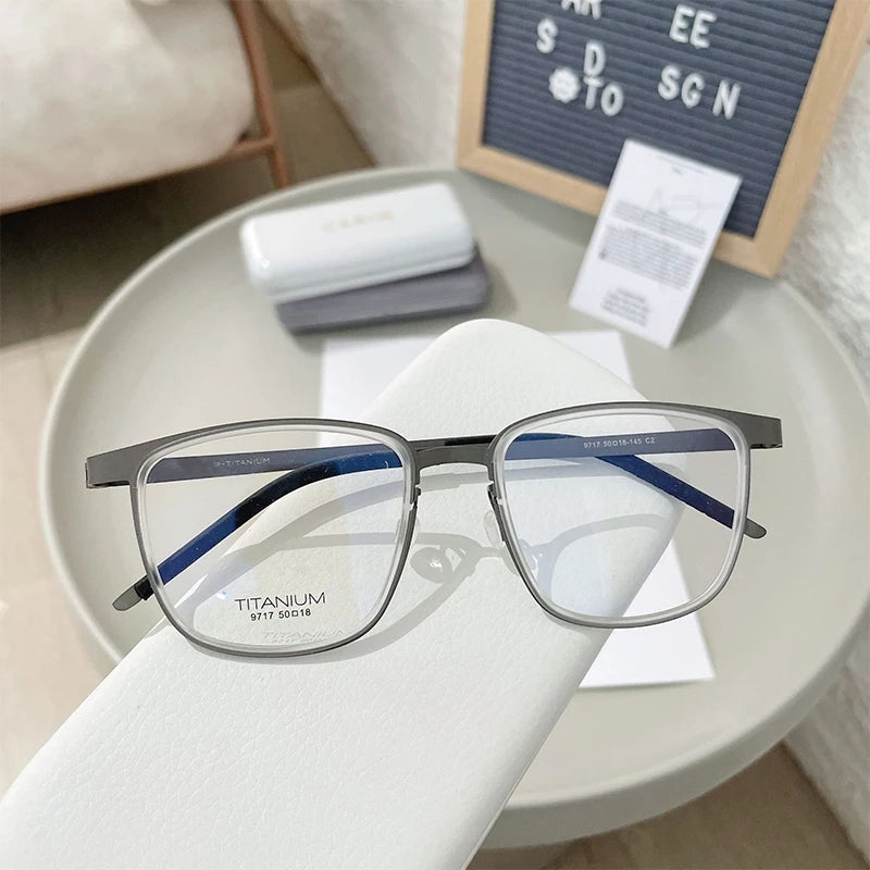 Ultralight Titanium Square Retro Eyeglasses | Professional Business Frames