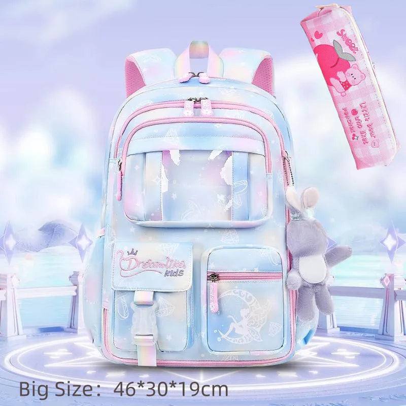 Cute Waterproof Rainbow Backpack for Girls | Spine Support Design