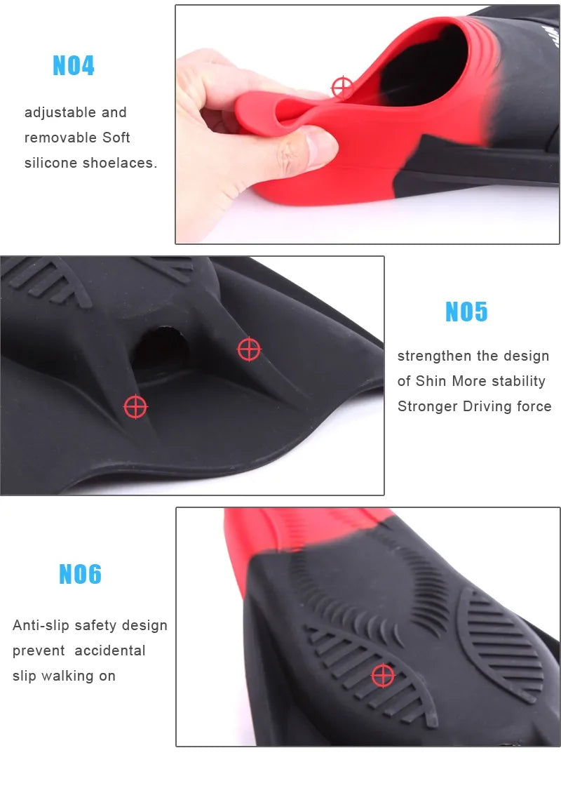 Professional Silicone TPR Diving Fins for All Ages | Pool Ready