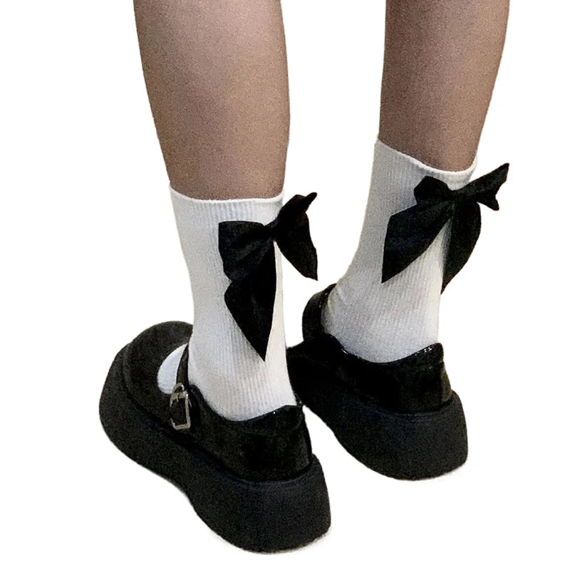 Kawaii Bowknot Middle Tube Socks | Cute Spring Style for Women
