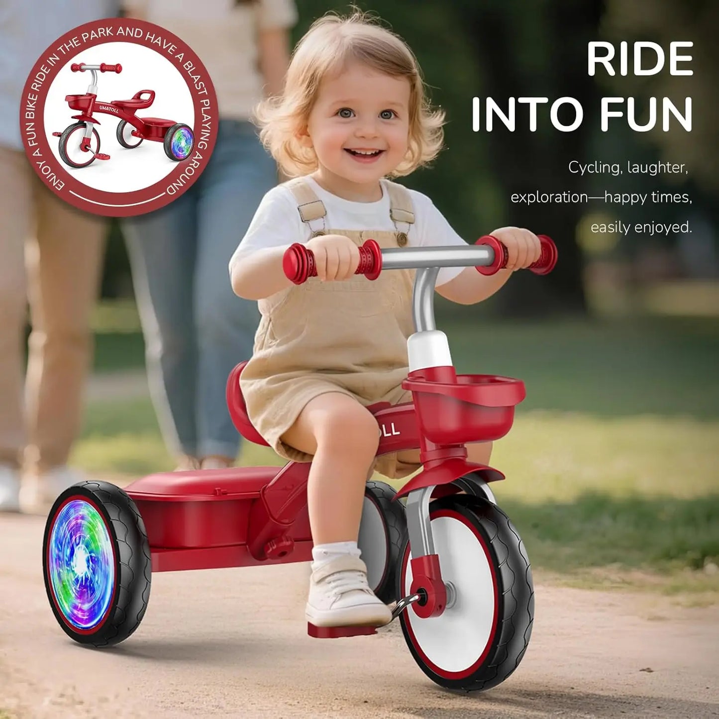 Adjustable Toddler Tricycle with Light-Up Wheels | Fun for Kids