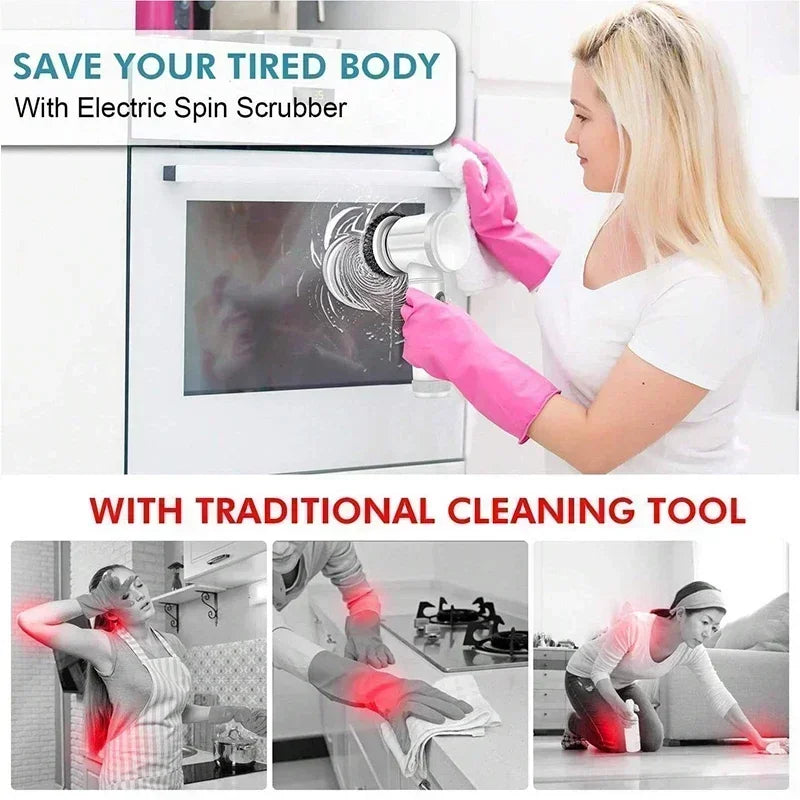 Cordless Electric Spin Scrubber with 5 Brush Heads | Ultimate Cleaning Tool