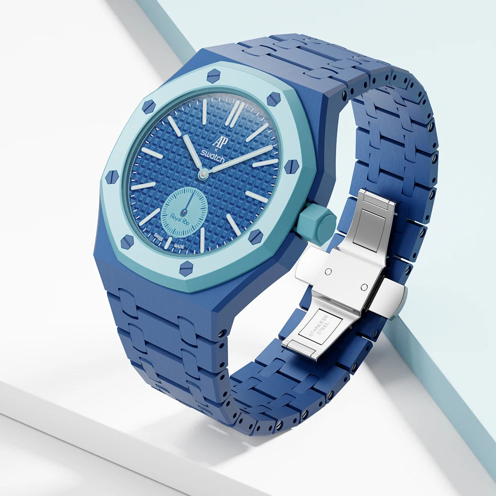 Soul Cool Ceramic Modification Kit For Swatch x AP Royal POP Biomaterials Watch Case Strap Pocket Changer To Wristwatch