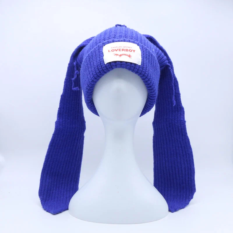 Unisex Long Fox Ears Knitted Beanie | Y2K Bunny Rabbit Hat