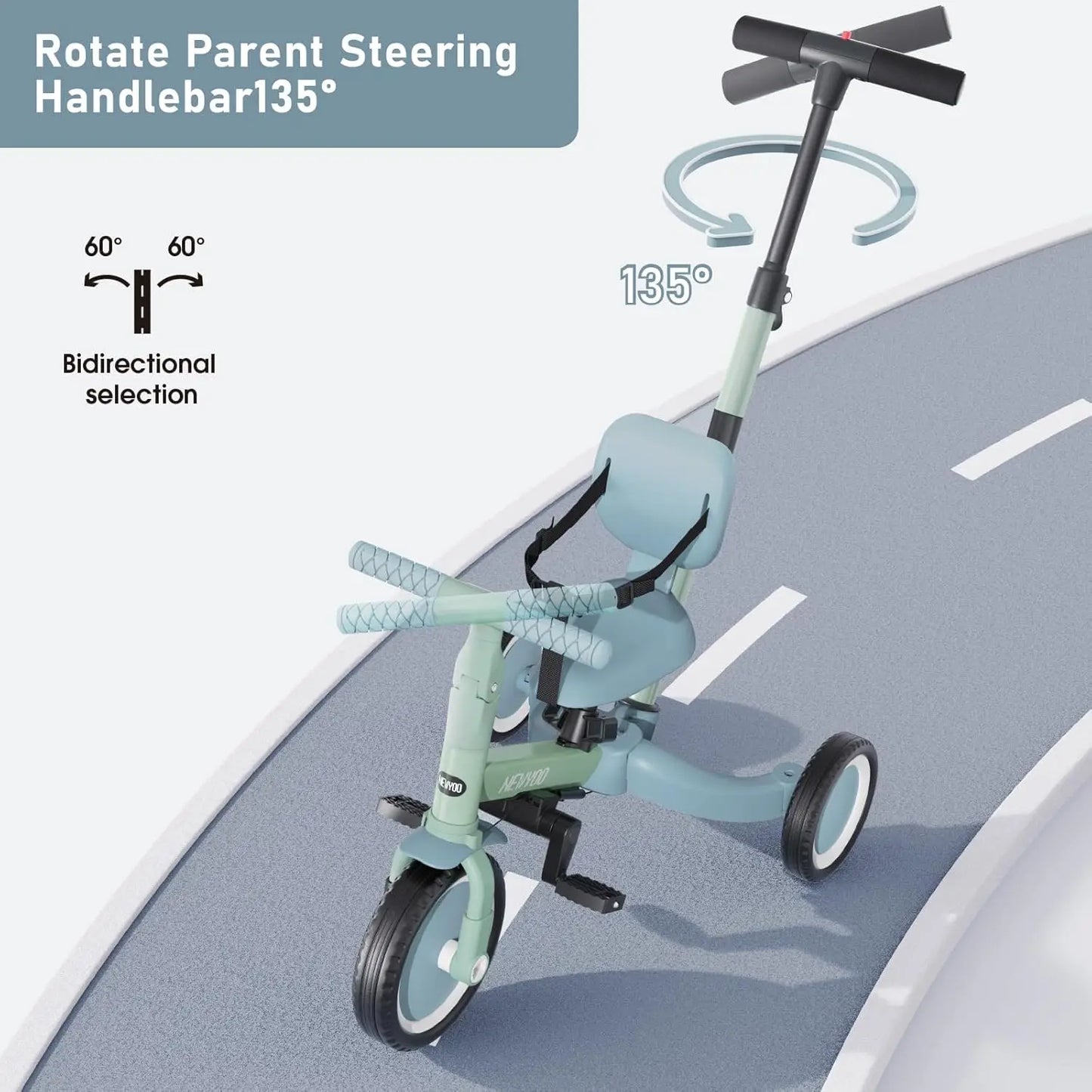 5-in-1 Toddler Tricycle with Push Handle | Perfect Gift for Kids