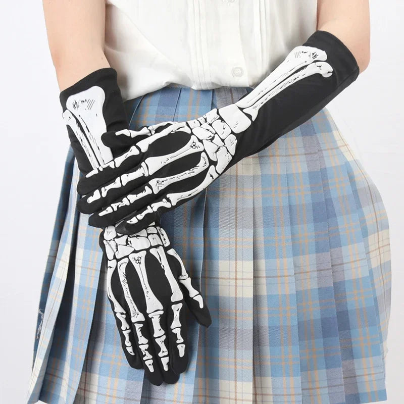 Black Punk Fingerless Gloves | Gothic Skeleton Style Accessories