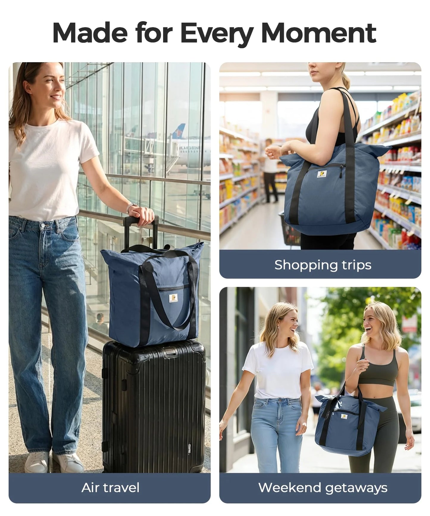 26L Foldable Travel Bag | Lightweight Expandable Weekender Tote
