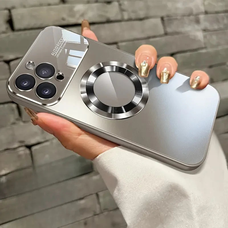 Stylish Titanium Metallic Magnetic Phone Case for iPhone Models