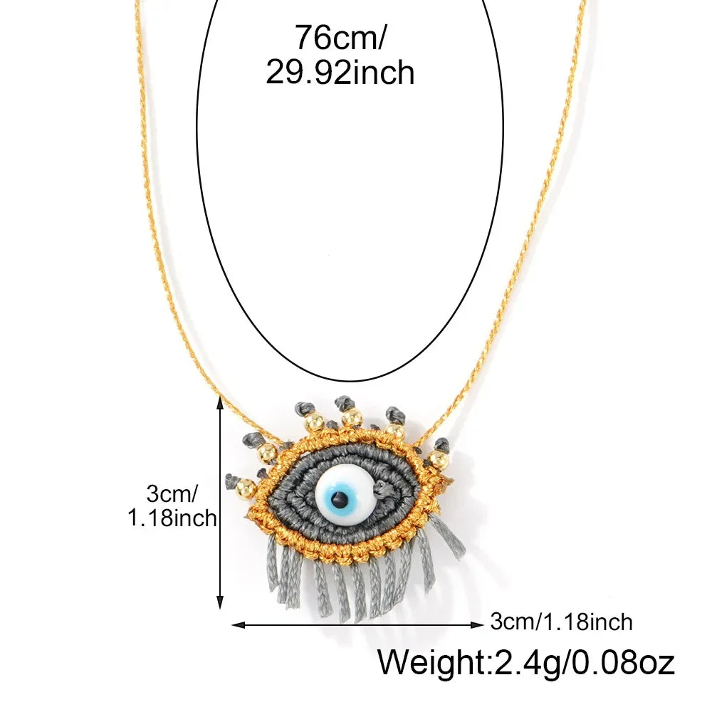 Bohemian Vintage Copper Beads Devil Eyes Pendant Necklace