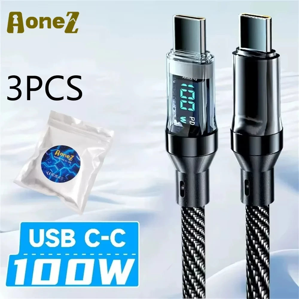 Smart Fast Charging Cable 60W 120W with LED Screen - Versatile & Durable