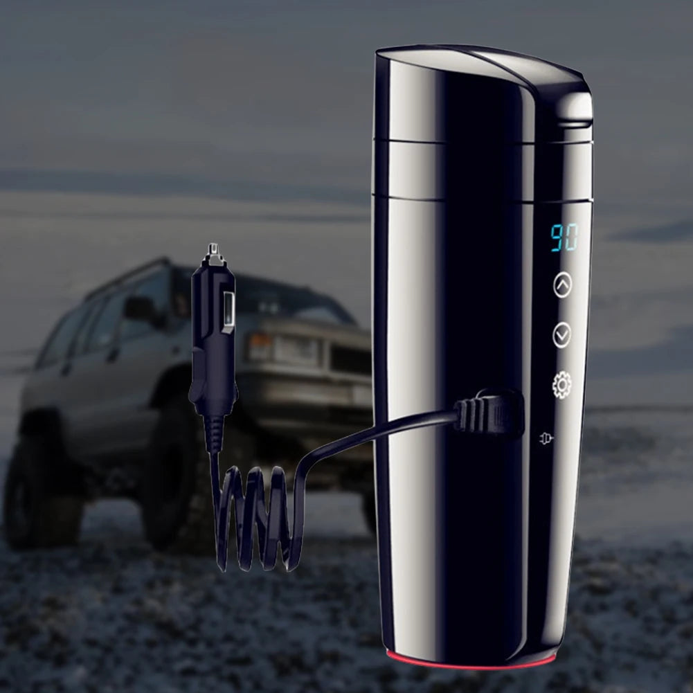 Electric Heated Car Mug with LCD Display | On-the-Go Beverage Warmer