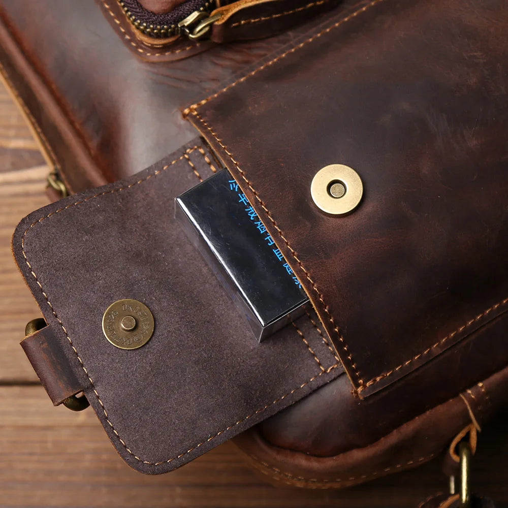 Retro Handcrafted Leather Men's Crossbody Bag | Versatile Fashion