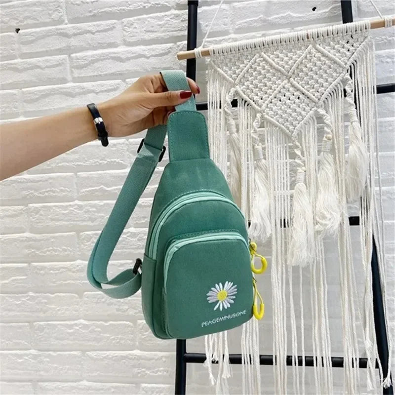 Stylish Embroidered Canvas Chest Bag | Women’s Daily Crossbody Bag