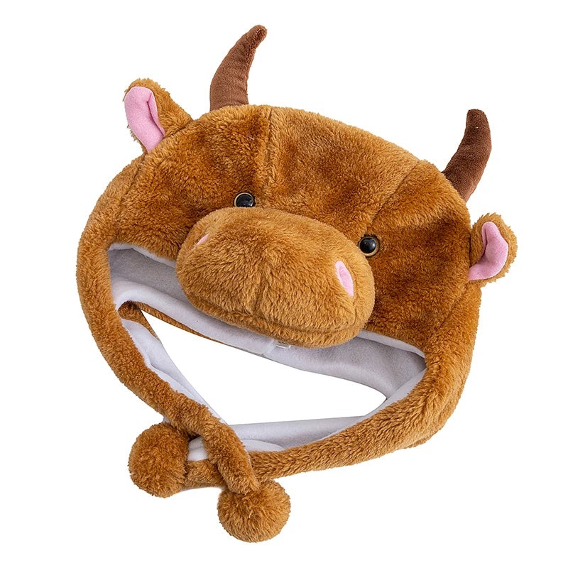 Unisex Funny 3D Bulls Head Plush Winter Beanie | Cozy Cartoon Hat