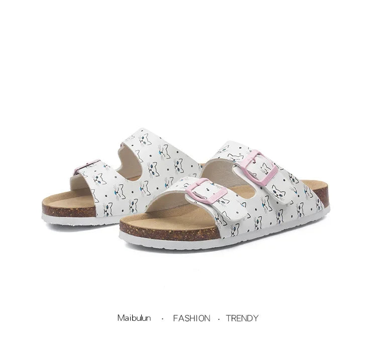 Men's Buckle Flat Bottom Cork Slippers | Comfortable Summer Sandals