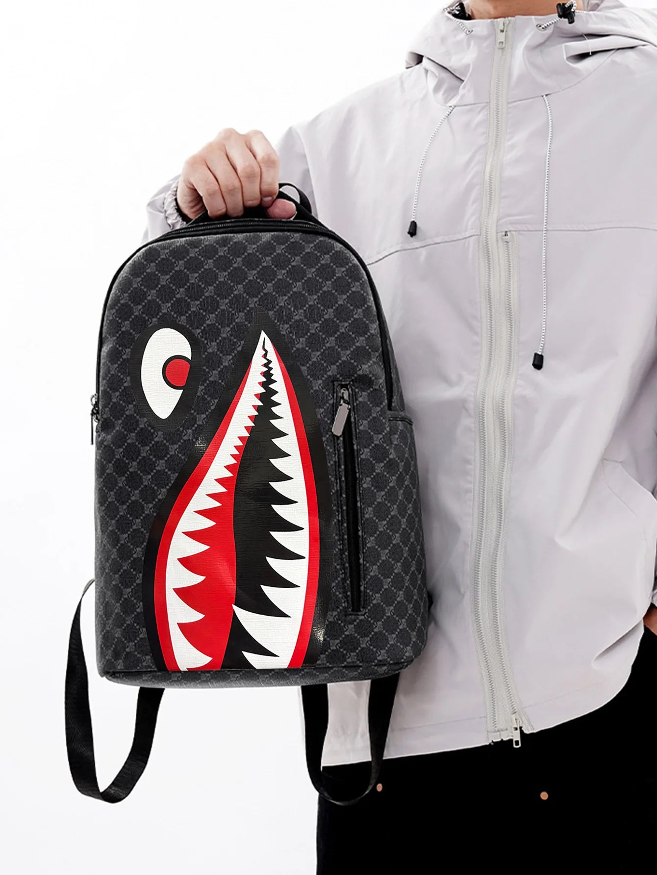 Large Capacity Waterproof Retro Shark Backpack for Outdoor Use