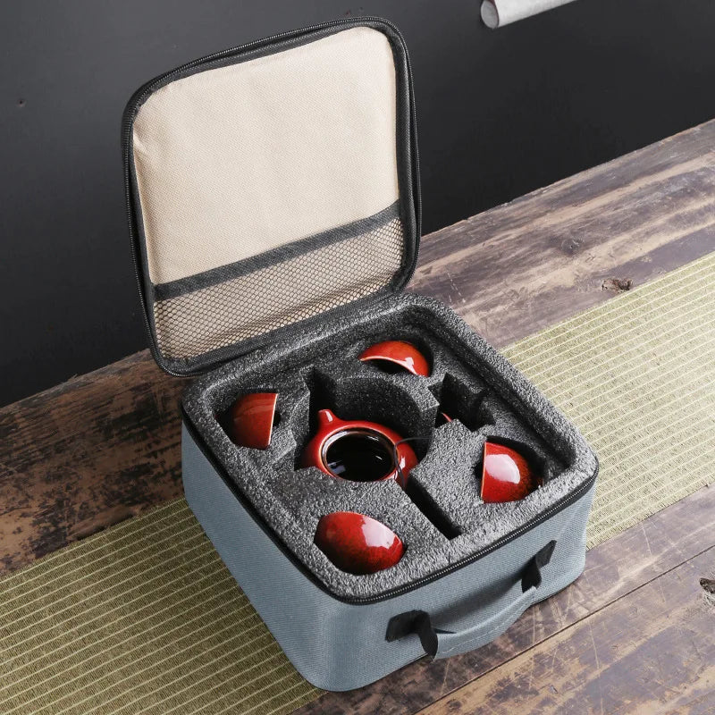 Portable Chinese Kung Fu Tea Set | Travel-Friendly Ceramic Teapot
