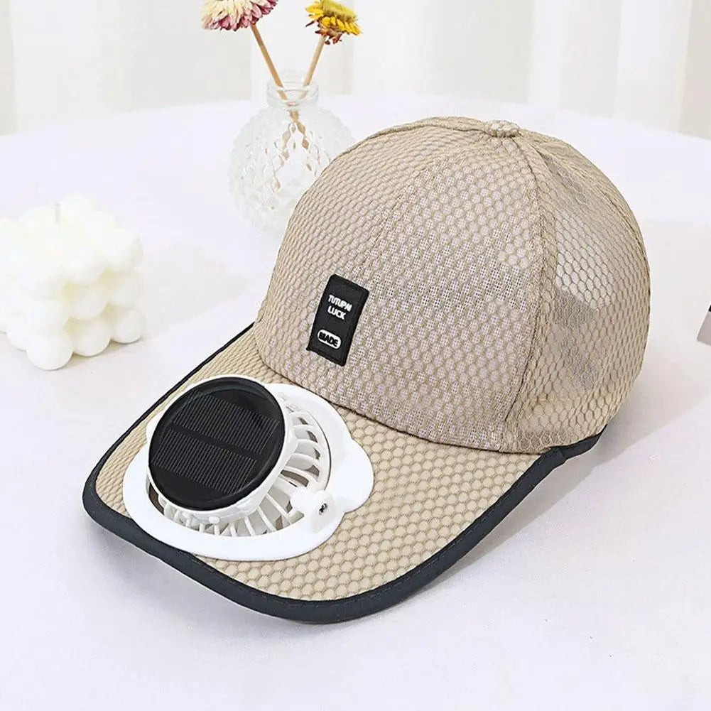 Breathable Summer Mesh Baseball Hat with Solar Fan & UV Protection
