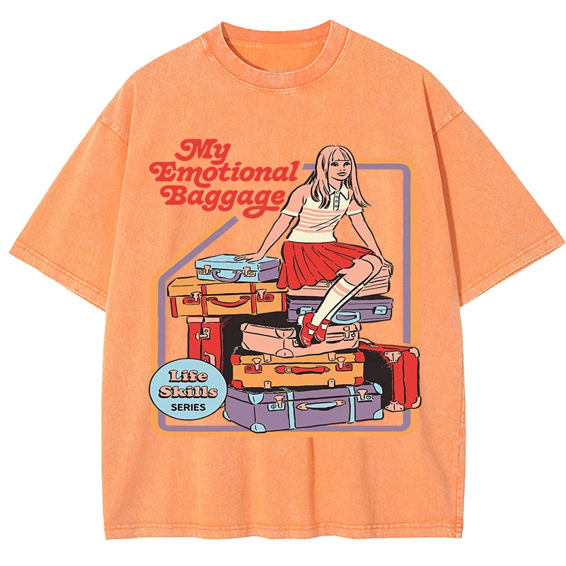 Unisex Emotional Baggage Printed Summer Crewneck T-Shirt