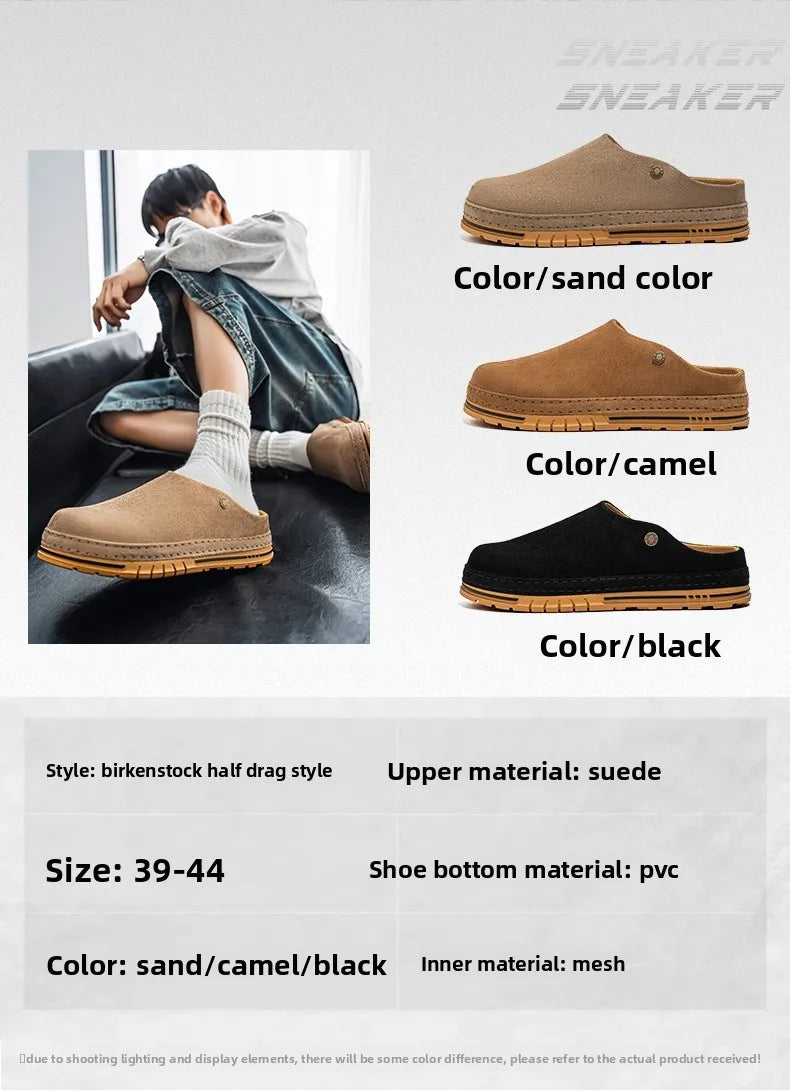 Men's Wide Toe Box Mules | Comfy Slip-On Loafers for Daily Use