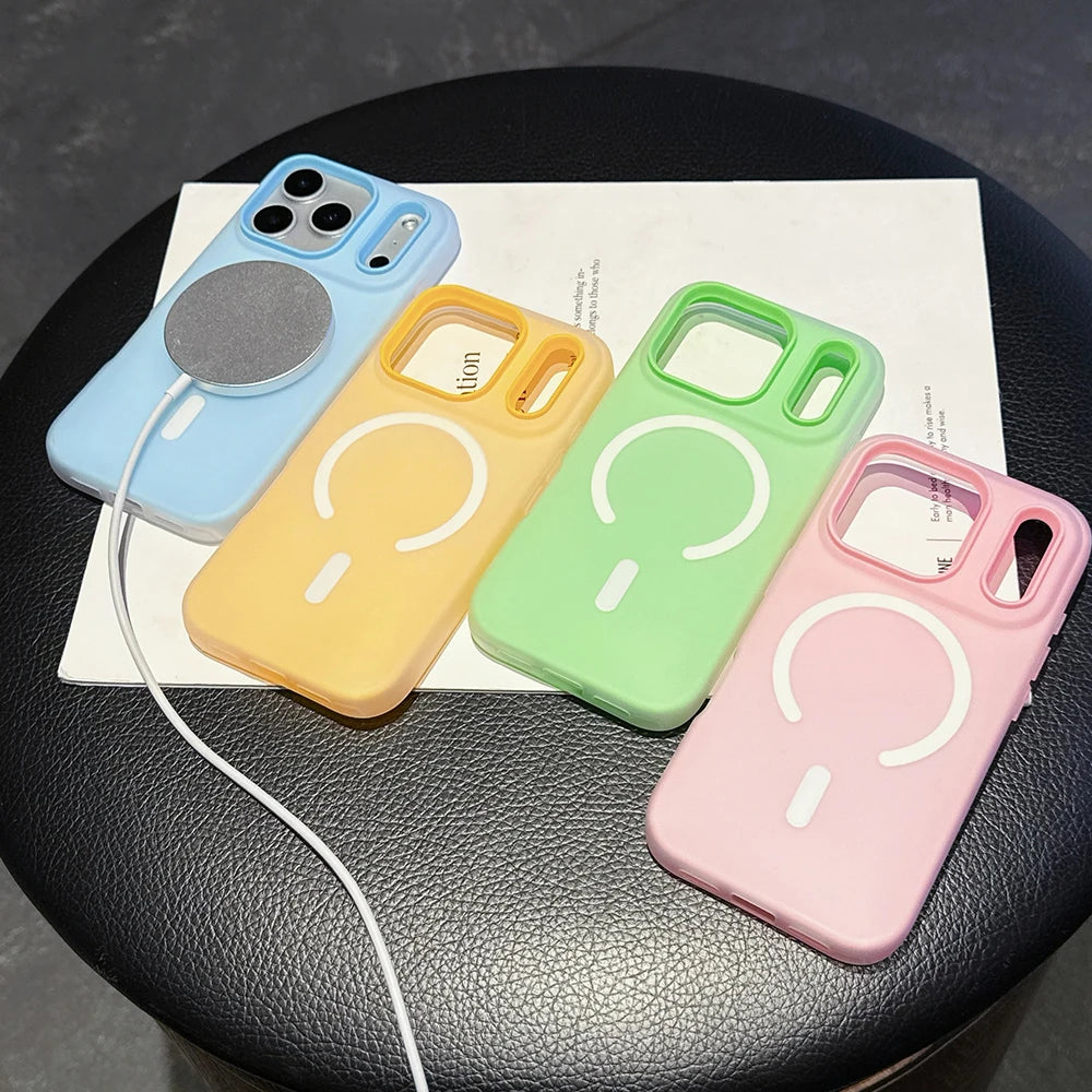 Magnetic Candy Color Wireless Charging Case for iPhone