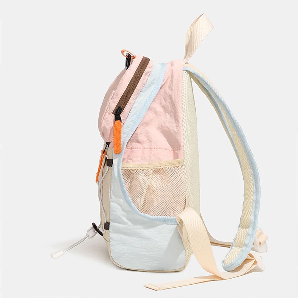 Color Block Mini Nylon Backpack | Lightweight Daypack for All Use