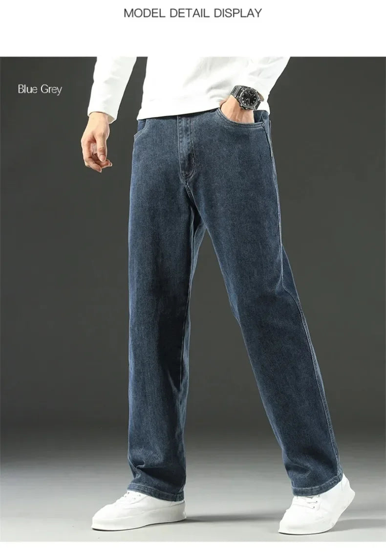 Men's Baggy Straight Wide Leg Jeans | Stylish Business Casual Pants