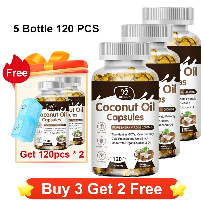2000mg Coconut Oil Capsules | Boost Metabolism & Nourish Skin