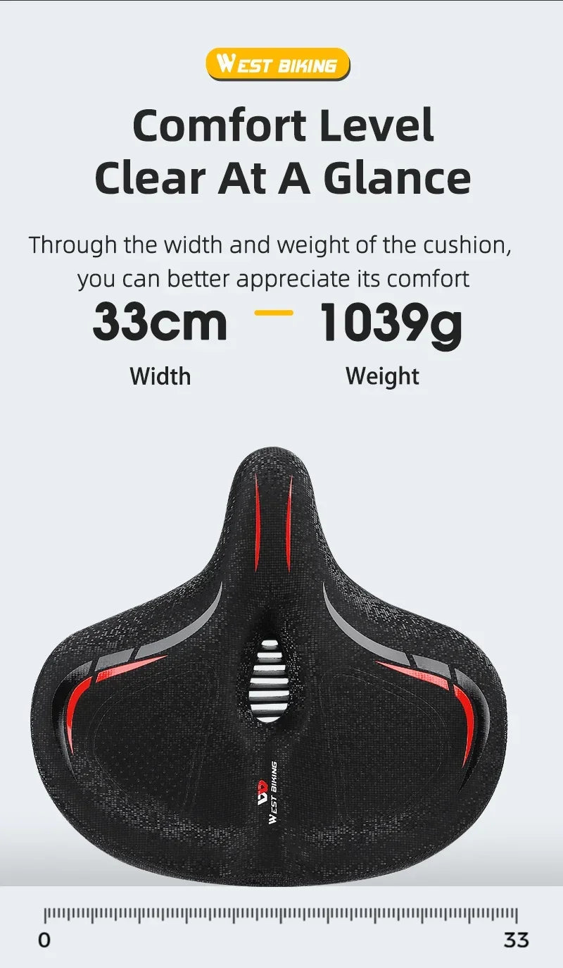Ultra Wide Ergonomic MTB Saddle | Comfortable Shock-Absorbing Seat