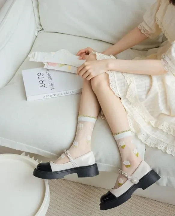 Women's Crystal Silk Socks | Ultra-Thin Breathable Lace Socks
