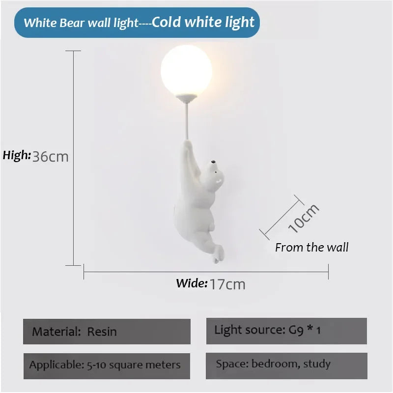 Cartoon Polar Bear LED Sconce Light | Fun Bedroom Decor