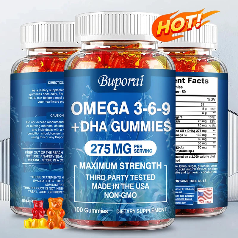 Omega 3 6 9 + DHA Gummies | Enhance Brain Health & Memory