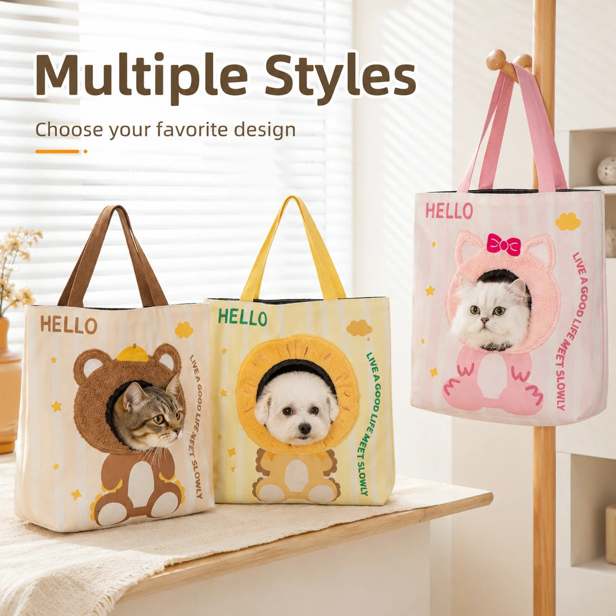 Portable Small Pet Carrier | Large Capacity Cartoon Canvas Bag
