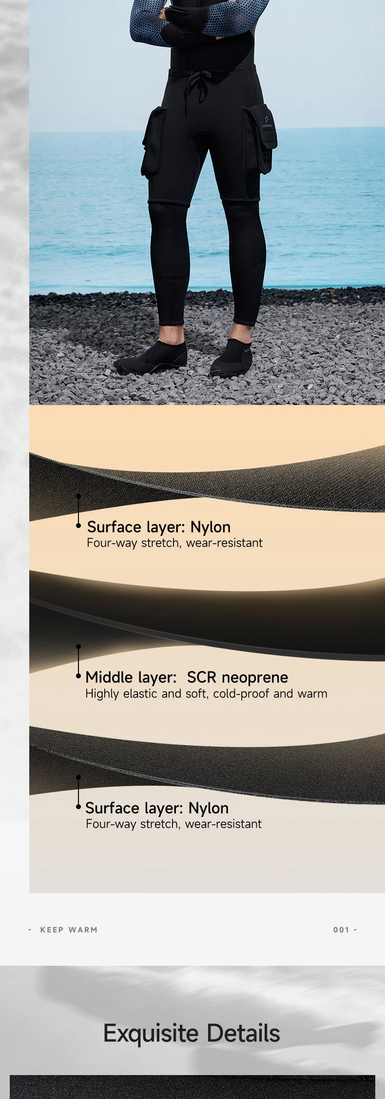 Men's 3mm Neoprene Wetsuit Shorts for Water Sports & Diving
